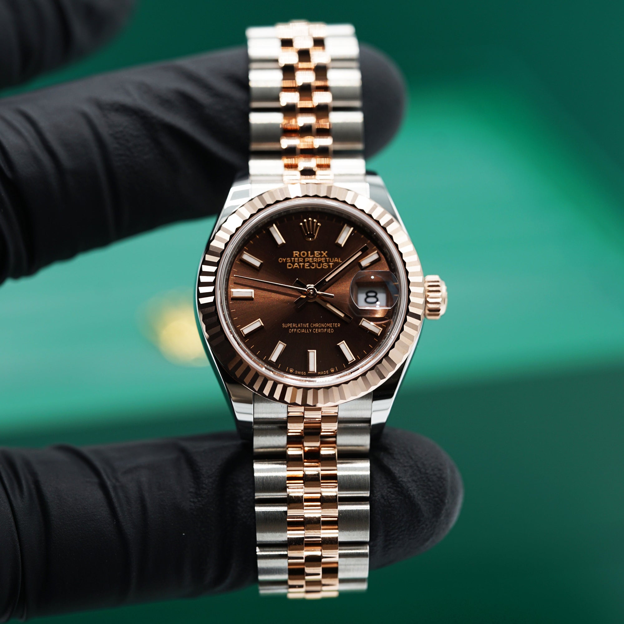 Rolex Lady-Datejust 28 mm Chocolate  Dial Oystersteel and Everose Gold Jubilee Bracelet 279171-0017 - WATCHXNYC