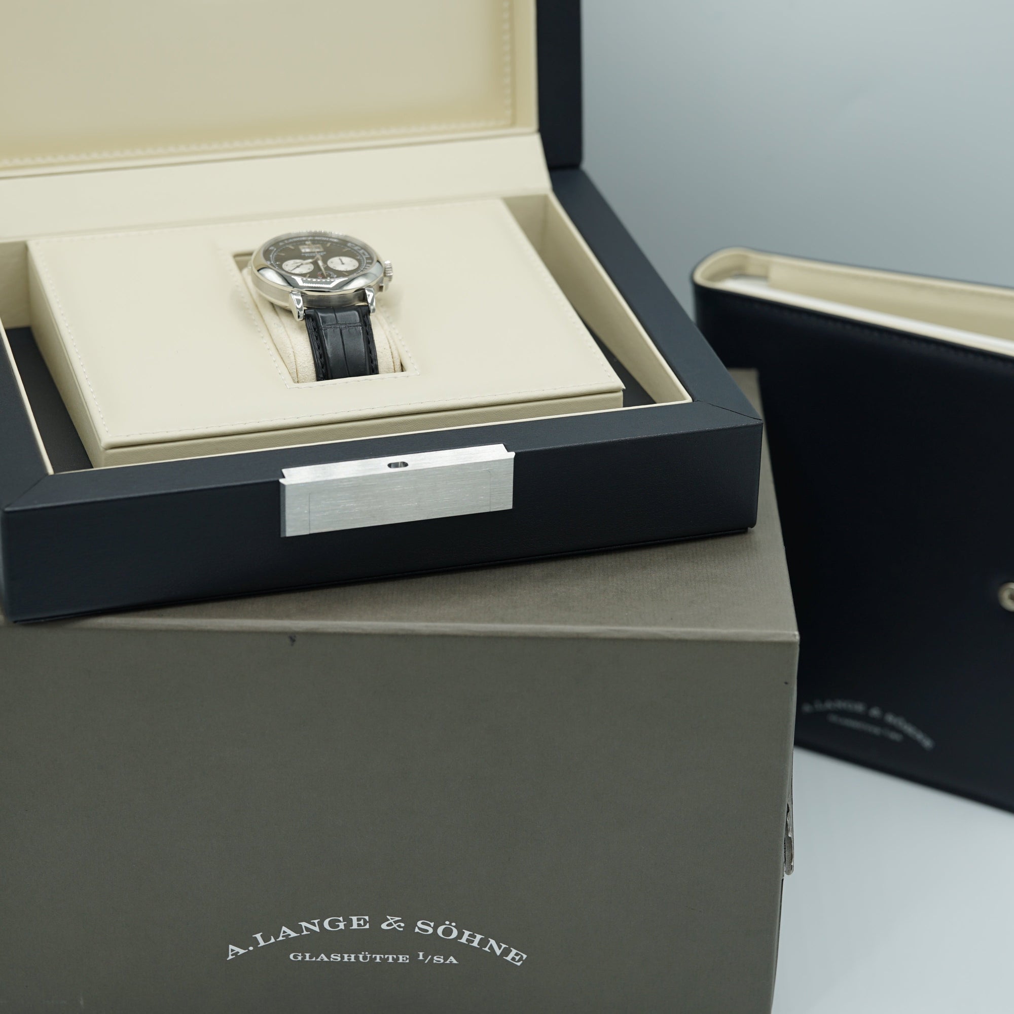 A. Lange & Sohne DATOGRAPH UP/DOWN 41 mm Black Dial Platinum   Leather Strap 405.035 / LSLS4052AD - WATCHXNYC