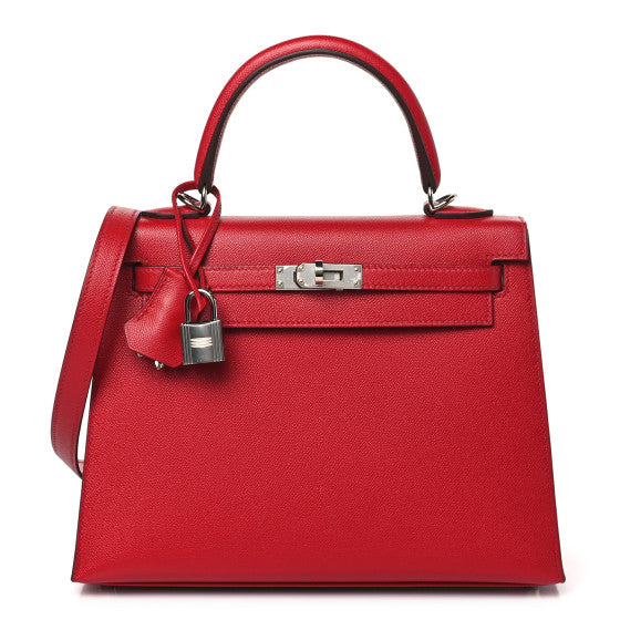 Hermes Kelly 25 Madame Rouge Piment Verso Rose Shocking Palladium Hardware - WATCHXNYC