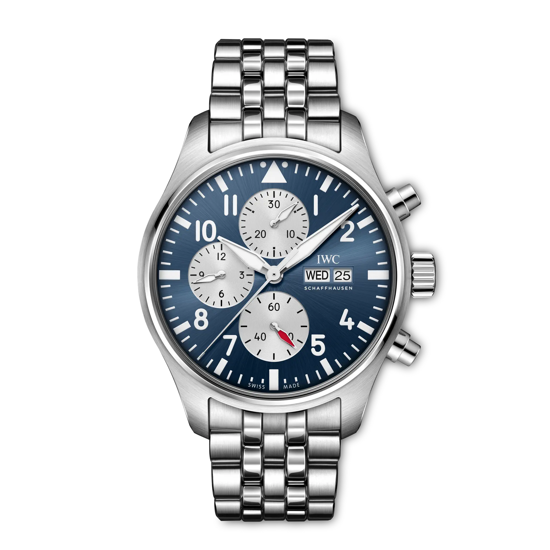 IWC Pilot's Watch Chronograph Laureus Blue Dial Steel Bracelet 43 mm IW378010 - WATCHXNYC