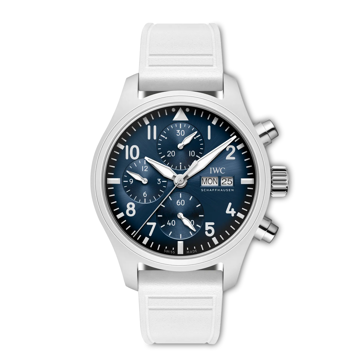 IWC Pilot's Watch Chronograph 41 Le Petit Prince Blue Dial Ceramic White Rubber Strap 41.9 mm IW389410 - WATCHXNYC