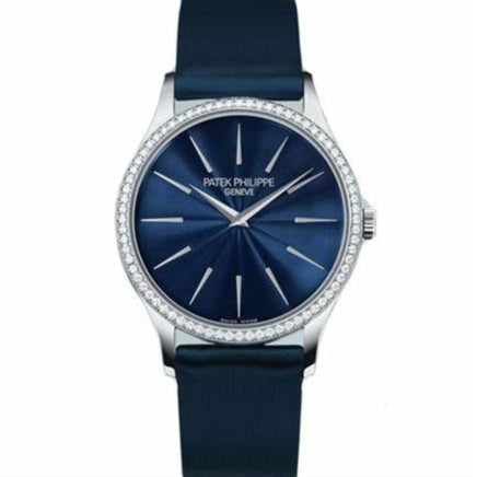 Patek Philippe 4897G-001 Calatrava 33mm Blue Dial White Gold - WATCHXNYC