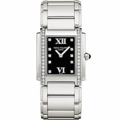 Patek Philippe 4910/10A-001 Twenty~4 25mm x 30mm Black Dial Stainless Steel - WATCHXNYC