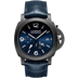 Panerai Luminor Power Reserve GMT Blue Dial Black Ceramic Dark Blue Alligator Leather Strap 44mm PAM01574