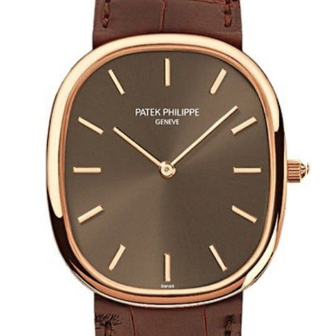 Patek Philippe 3738/100R-001 Golden Ellipse 31.1mm x 35.6mm Brown Dial Rose Gold - WATCHXNYC