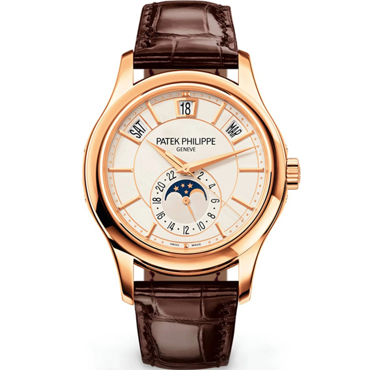 Patek Philippe 5205R-001 Annual Calendar Complications 40mm Opaline White Dial Rose Gold - WATCHXNYC