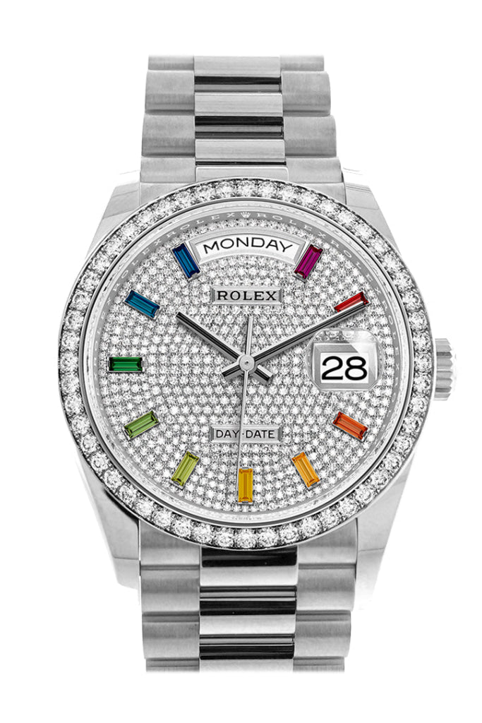 Rolex Day-Date 36mm Diamond Paved Dial White Gold 128349rbr-0006 - WATCHXNYC