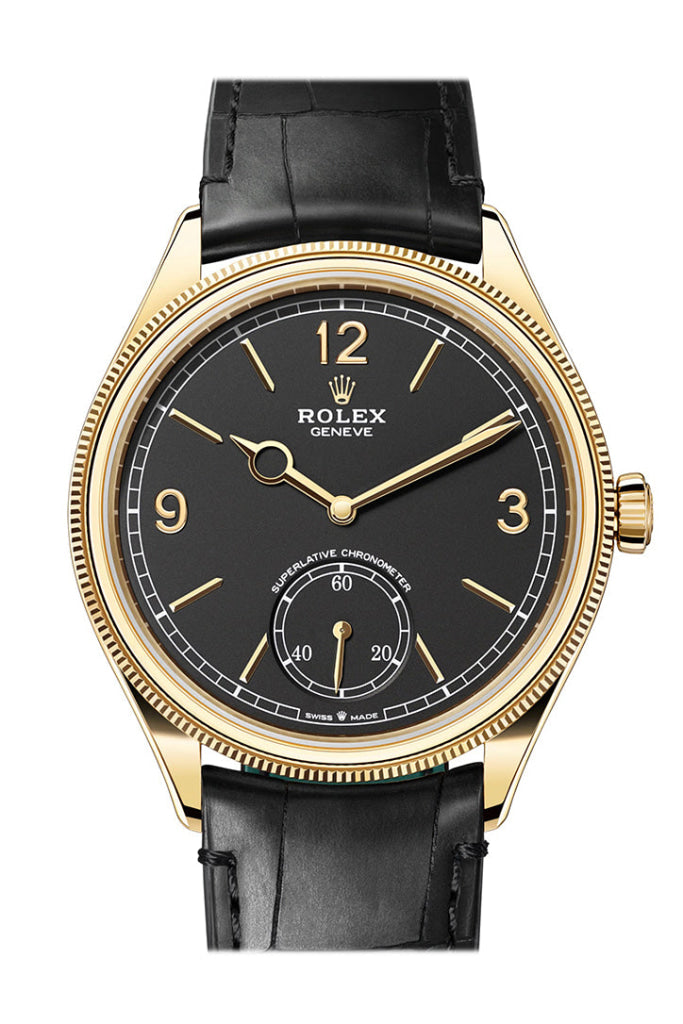 Rolex 1908 39mm Intense Black Dial Yellow Gold 52508! - WATCHXNYC