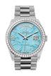 Rolex Day-Date 36mm Turquoise Diamond Dial White Gold President Bracelet 128349RBR