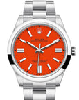 Rolex Oyster Perpetual 41mm Coral Red Dial Oystersteel 124300 - WATCHXNYC