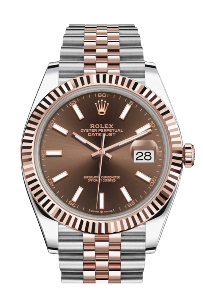 Rolex Datejust 41mm Chocolate Dial Stainless Steel &amp; Everose Gold 126331-0002 - WATCHXNYC
