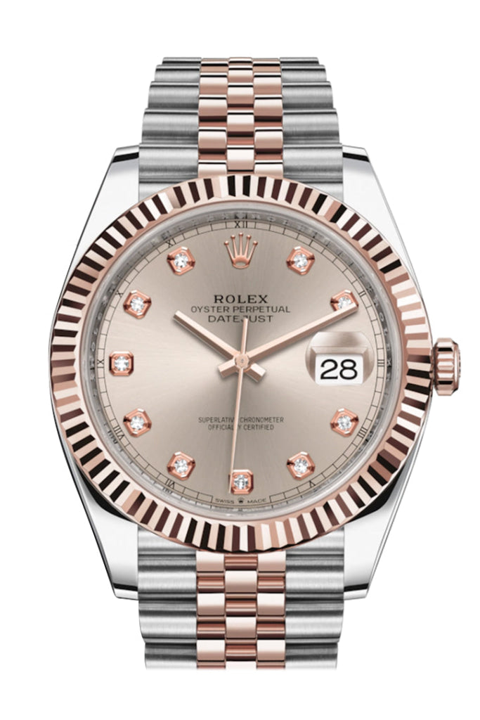 Rolex Datejust 41mm Sundust Diamond Dial Stainless Steel &amp; Everose Gold 126331 - WATCHXNYC