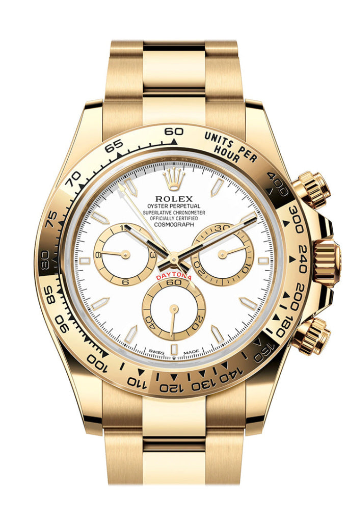 Rolex Daytona 40mm White Dial Yellow Gold Bracelet 126508 - WATCHXNYC