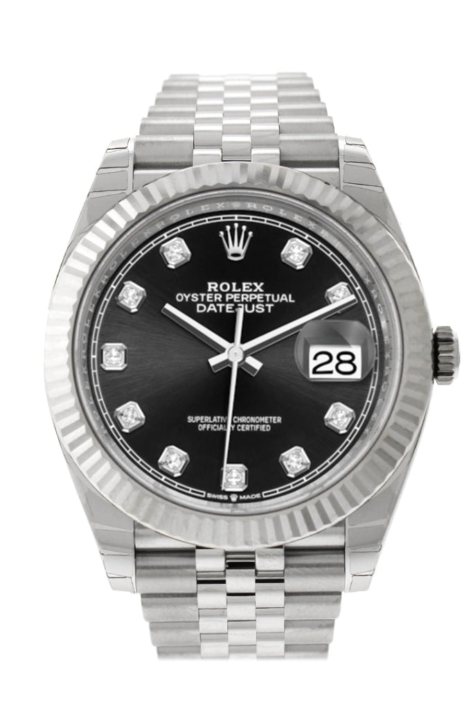 Rolex Datejust 41mm Black Diamond Dial Stainless Steel 126334 - WATCHXNYC