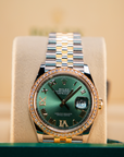 Rolex Datejust 36 36 mm Olive Green Set With Diamonds Dial Oystersteel and 18k Yellow Gold Oyster Bracelet 126283rbr-0012 - WATCHXNYC