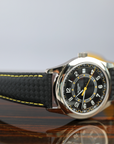 Patek Philippe Calatrava Sweep Seconds Batman Carbon Dial White Gold Case   Black Leather Strap  40 mm 6007G-001 - WATCHXNYC
