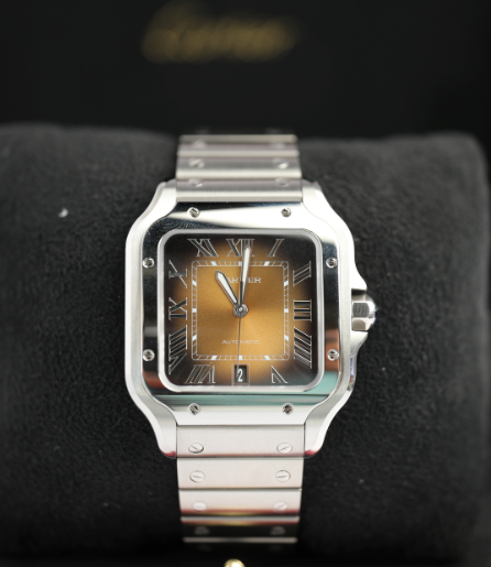 Cartier Santos Large Steel Brown Dial Bracelet WSSA0064 - WATCHXNYC