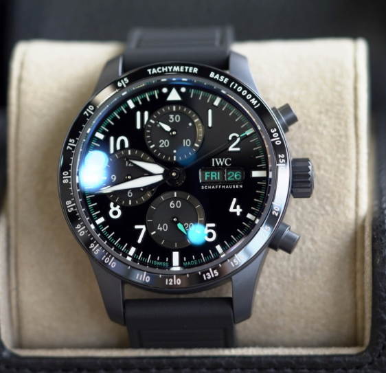 IWC Schaffhausen Pilot’s Watch Performance Chronograph 41 Mercedes-AMG PETRONAS Formula One™ Team 41  mm Black Dial Ceratanium® Black Rubber Strap IW388306 - WATCHXNYC