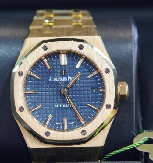 Audemars Piguet Royal Oak 37mm Blue Dial Yellow Gold Bracelet 15450BA.OO.1256BA.02 - WATCHXNYC