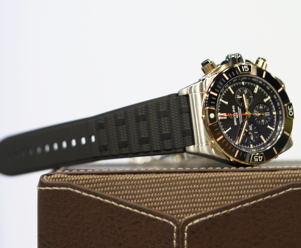 Breitling Super Chronomat B01 44 mm Black Dial Stainless Steel & 18K Red Gold Black Rubber Strap UB0136251B1S1 - WATCHXNYC