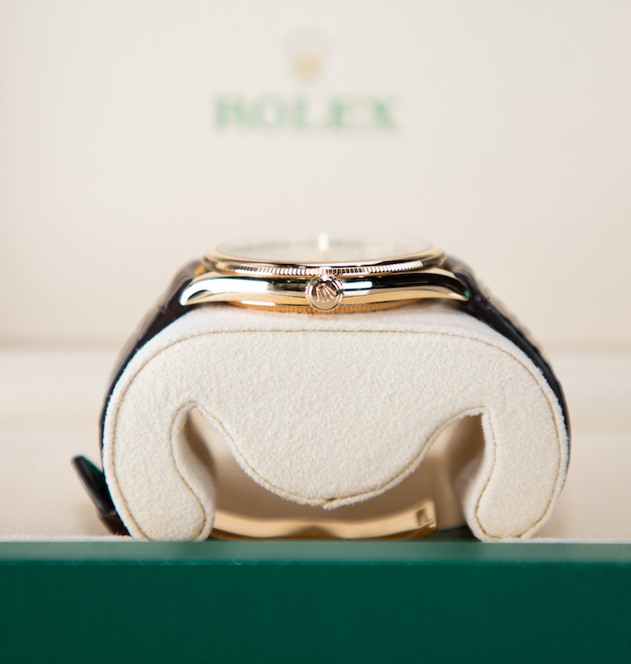 Rolex 1908 39mm Intense Black Dial Yellow Gold 52508! - WATCHXNYC