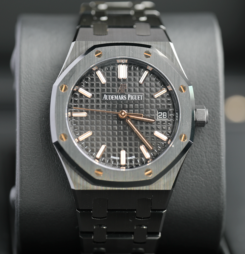 Audemars Piguet Bucci Royal Oak 34mm Rainbow Colored Sapphire Dial Black Ceramic 77350CE.OO.1266CE.02.A - WATCHXNYC