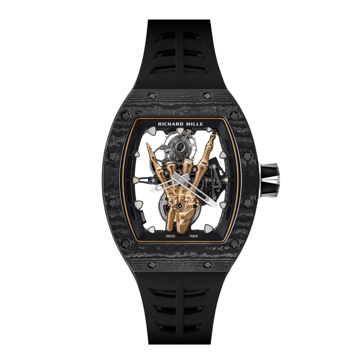 Richard Mille RM66 Manual Winding Flying Tourbillon 42 mm Transparent Dial Titanium &amp; Red Gold Leather Strap - WATCHXNYC