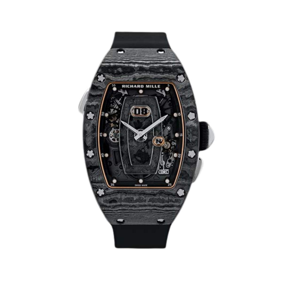 Richard Mille RM037 Automatic Winding 52 mm Black Dial Titanium Rubber Strap - WATCHXNYC