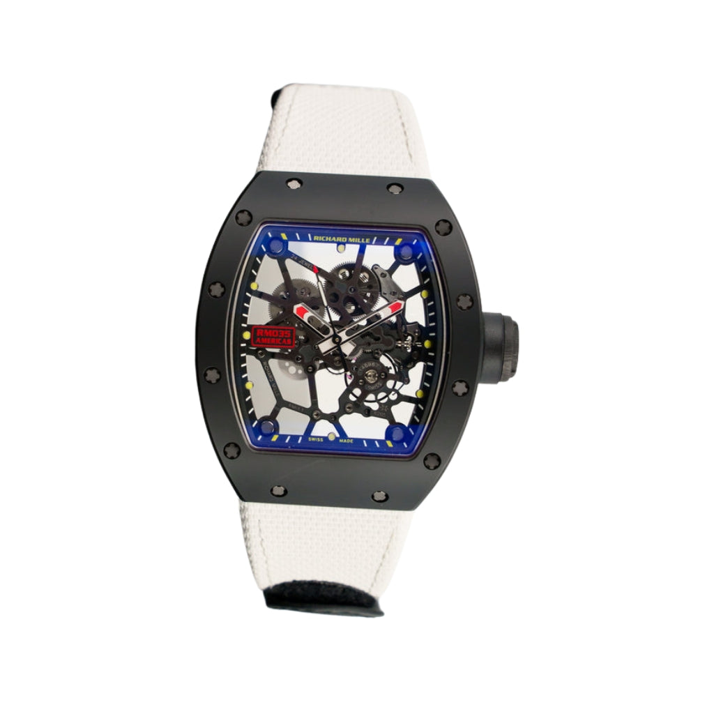 Richard Mille RM035 Americas 48 mm x 39.7mm Transparent Dial Carbon Ceramic Velcro Strap - WATCHXNYC