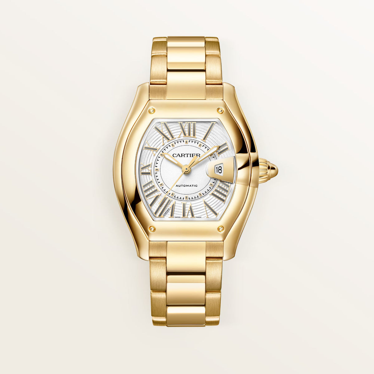 Cartier Roadster Medium White Dial 18K Yellow Gold Bracelet WGRD0011 - WATCHXNYC