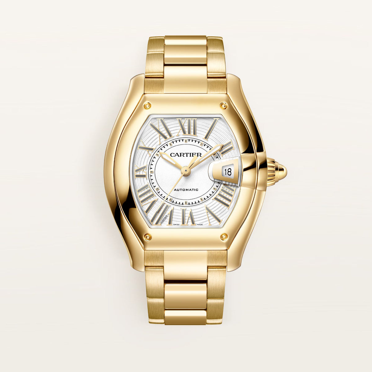 Cartier Roadster Large White Dial 18K Yellow Gold Bracelet WGRD0012 - WATCHXNYC