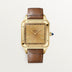 Cartier Santos-Dumont Gold Dial 18K Yellow Gold Golden Brown Alligator Leather Strap WGSA0111