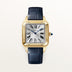 Cartier Santos-Dumont Silver Dial 18K Yellow Gold Blue Alligator Leather Strap 43.5 mm WGSA0139