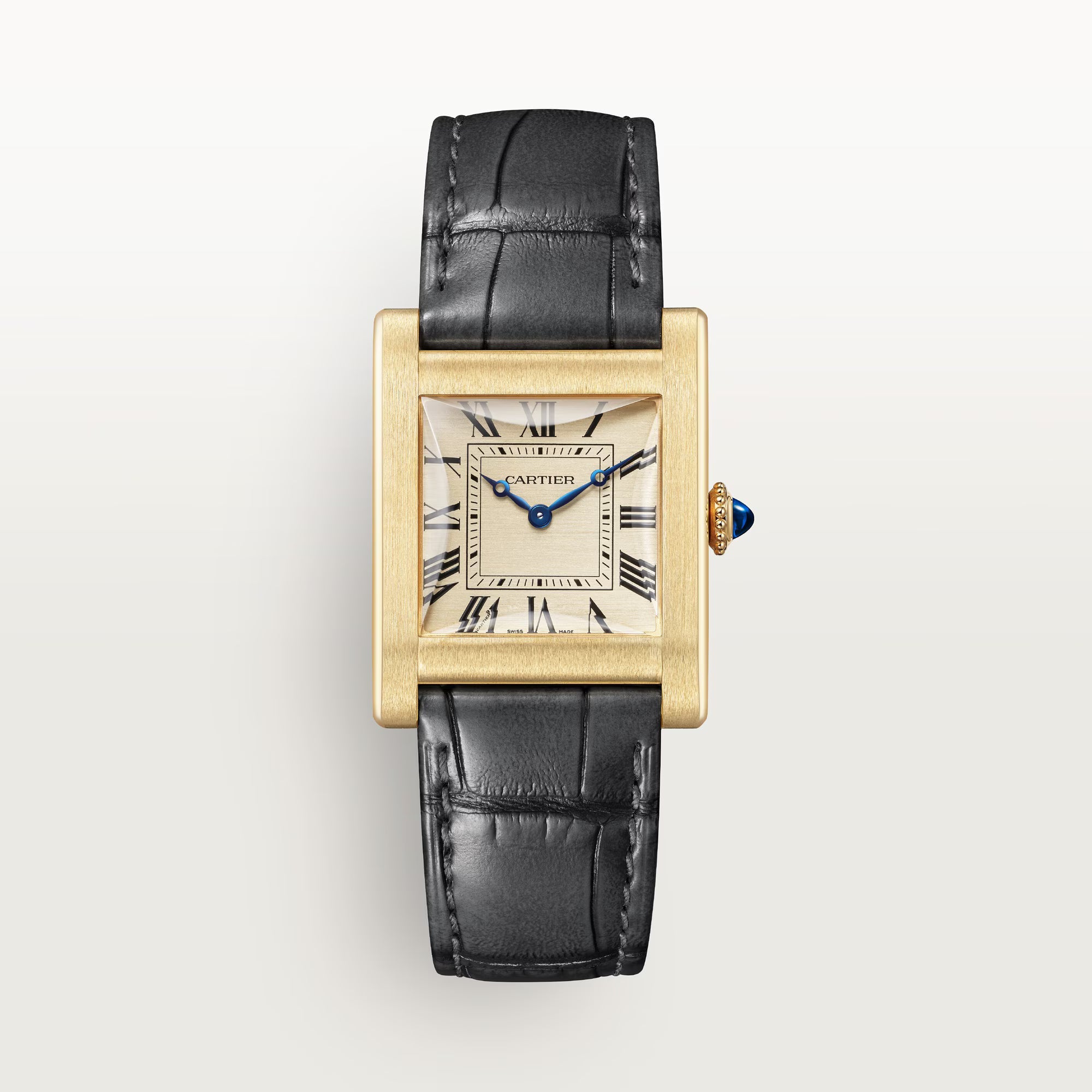 Cartier Tank Normale Golden Dial 18K Yellow Gold Grey Alligator Leather Strap WHTA0031 - WATCHXNYC