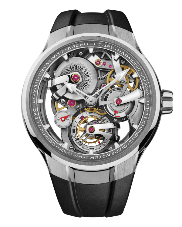 Greubel Forsey Tourbillon 24 Secondes Architecture Titanium 47 mm Silver Dial Rubber Strap - WATCHXNYC