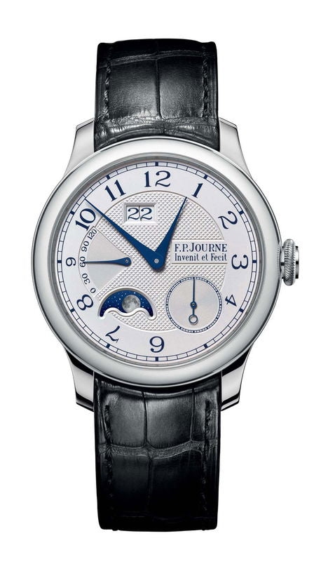 F.P.Journe Automatique Lune 42mm Silver Dial Platinum Alligator Leather Strap - WATCHXNYC