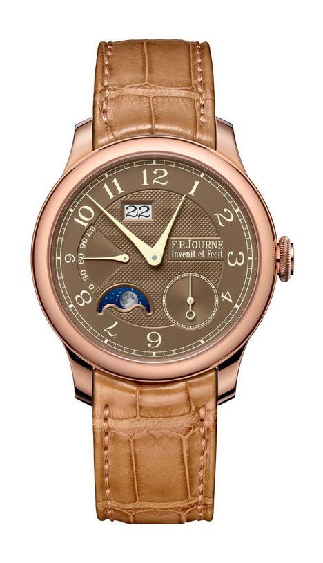 F.P.Journe Automatique Lune Havana 42mm Brown Dial 6N Gold Alligator Leather Strap - WATCHXNYC