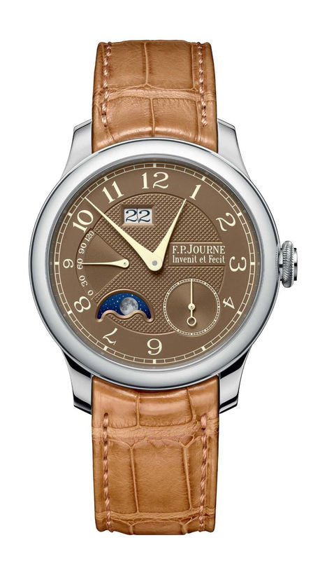 F.P.Journe Automatique Lune Havana 42mm Brown Dial Platinum Alligator Leather Strap - WATCHXNYC