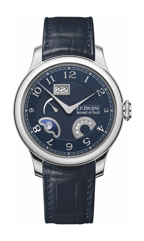 F.P.Journe Divine 40mm Blue Dial Platinum Alligator Leather Strap - WATCHXNYC
