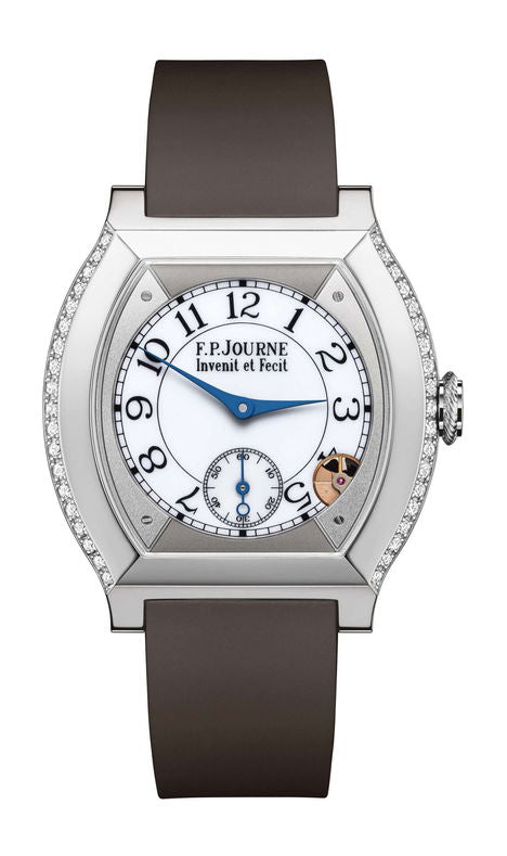 F.P.Journe élégante 40 Titanium 2 Rows of Diamonds 35mm White Dial Titanium Rubber Strap - WATCHXNYC
