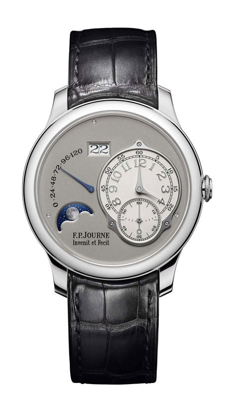 F.P.Journe Lune 40mm Gray Dial Platinum Alligator Leather Strap - WATCHXNYC