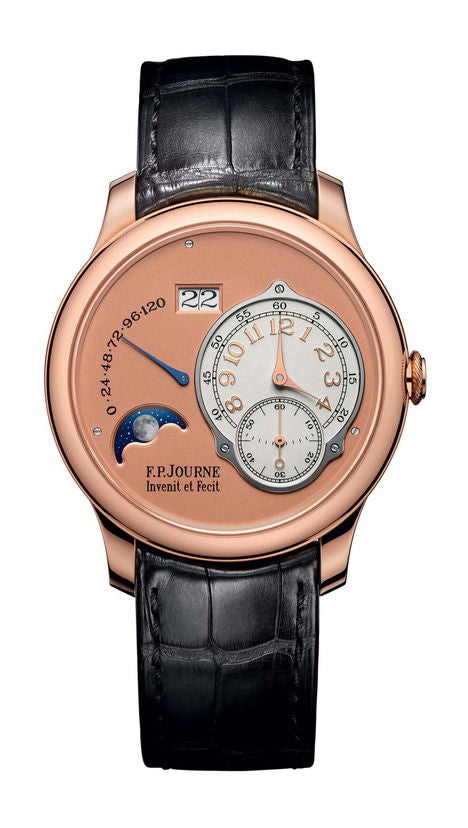 F.P.Journe Lune 42mm Gold Dial 6N Gold Alligator Leather Strap - WATCHXNYC