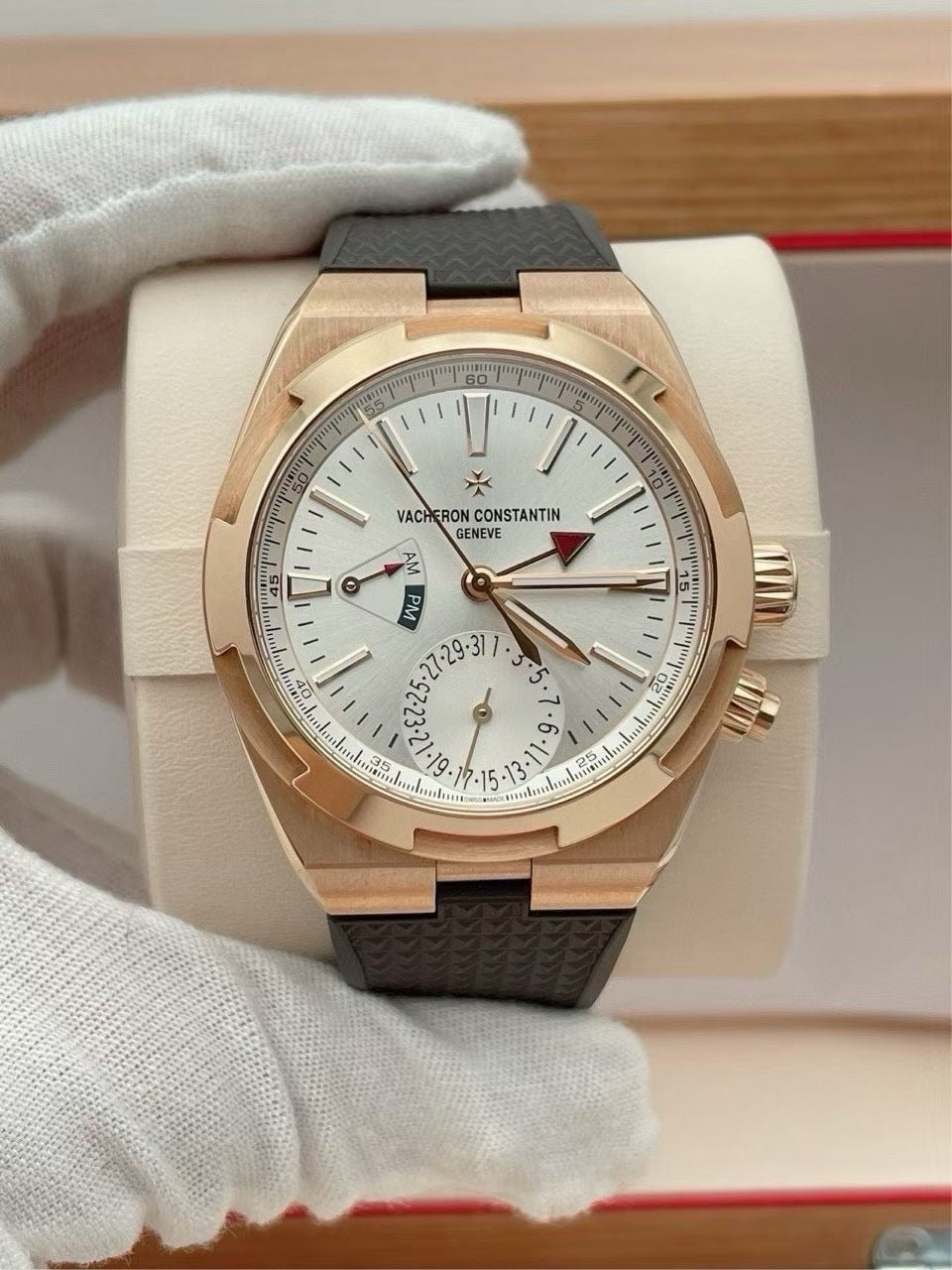 Vacheron Constantin Overseas Dual Time 7900V/000R-B336 Rose Gold Silver Dial - WATCHXNYC