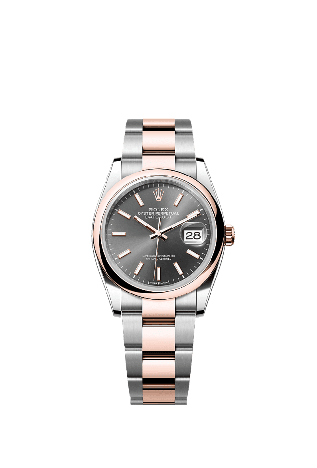 Rolex Datejust 36mm Slate Dial Oystersteel &amp; Everose Gold m126201-0014 - WATCHXNYC