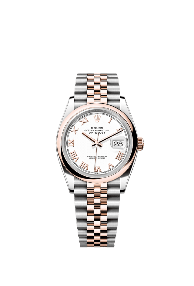 Rolex Datejust 36mm White Dial Oystersteel &amp; Everose Gold m126201-0015 - WATCHXNYC