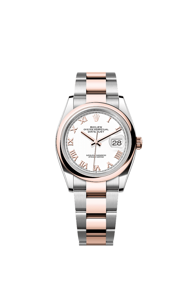 Rolex Datejust 36mm White Dial Oystersteel &amp; Everose Gold m126201-0016 - WATCHXNYC