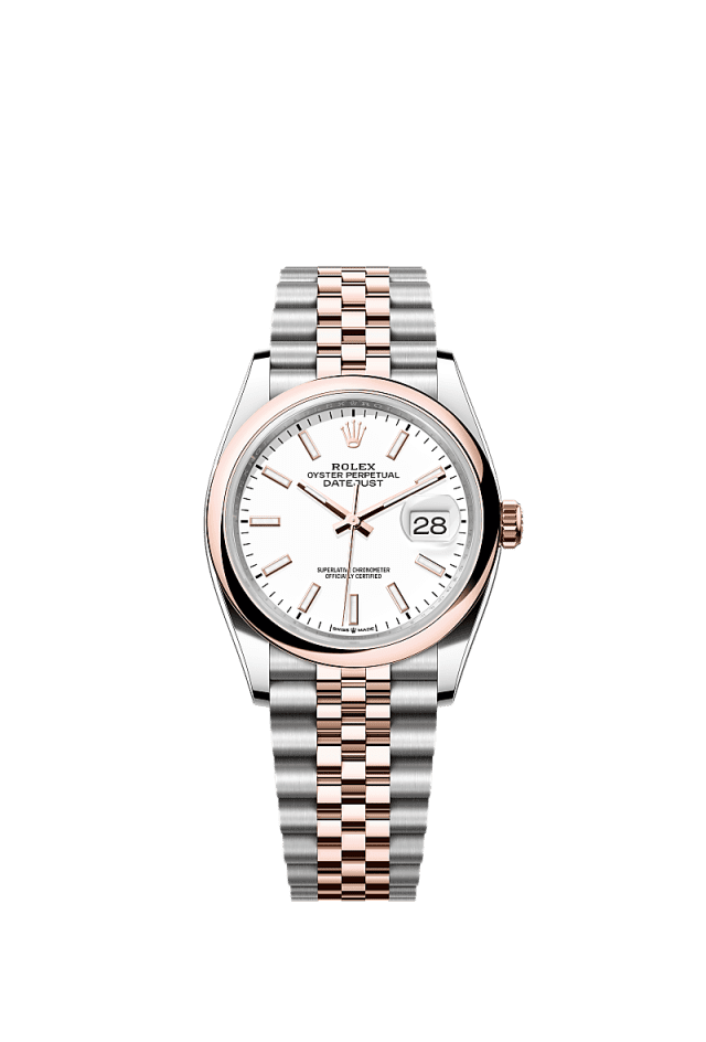 Rolex Datejust 36mm White Dial Oystersteel &amp; Everose Gold m126201-0017 - WATCHXNYC