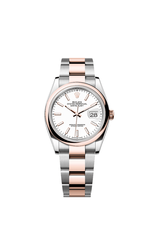 Rolex Datejust 36mm White Dial Oystersteel &amp; Everose Gold m126201-0018 - WATCHXNYC