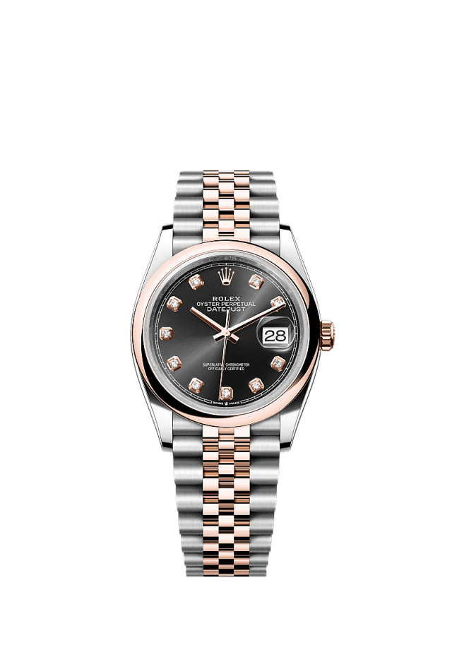 Rolex Datejust 36mm Black Diamond Dial Oystersteel &amp; Everose Gold m126201-0019 - WATCHXNYC