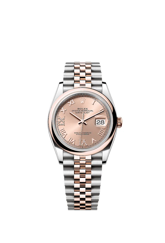 Rolex Datejust 36mm Rosé Diamond Dial Oystersteel &amp; Everose Gold m126201-0027 - WATCHXNYC